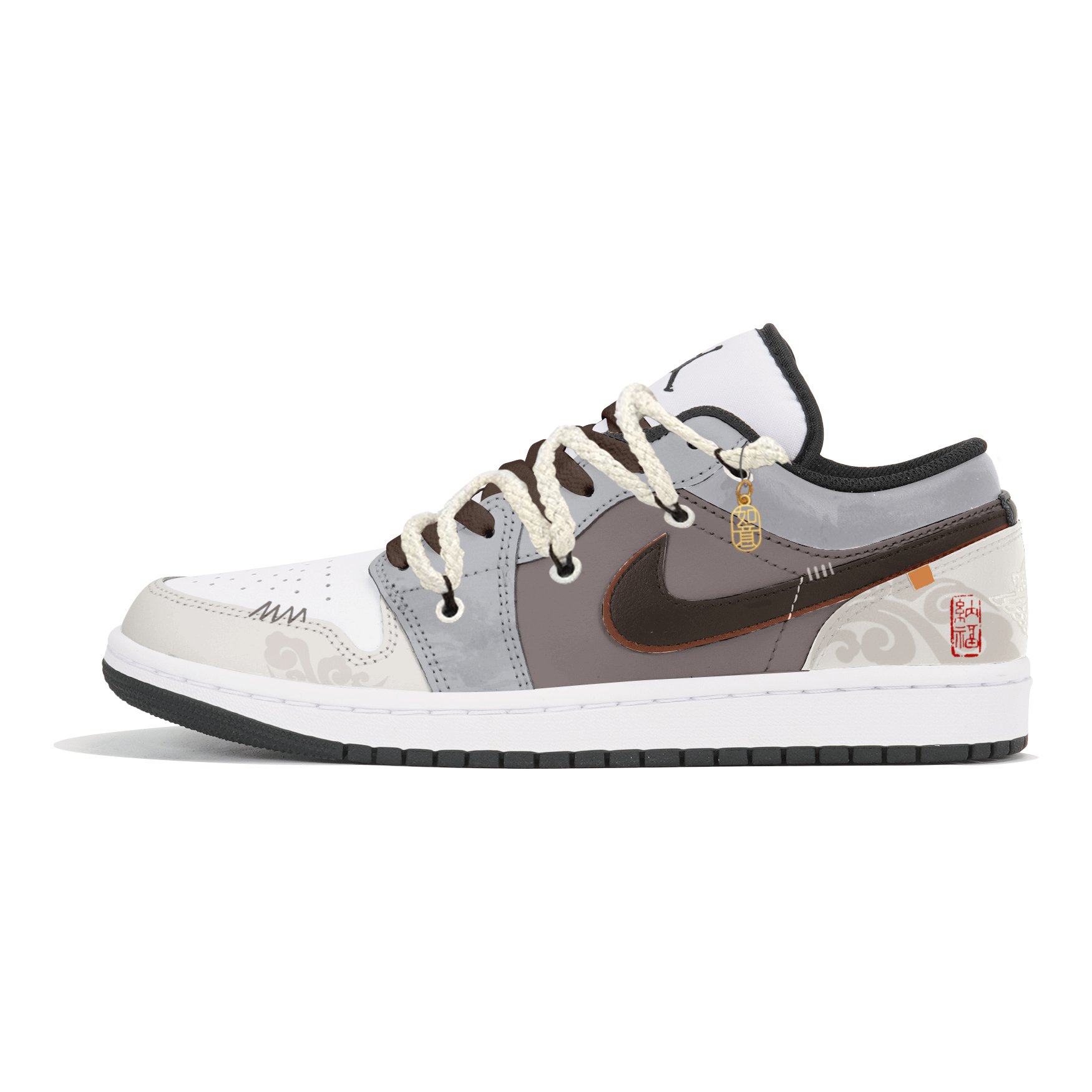Jordan Air Jordan 1 Wear-Resistant Breathable Slip-Resistant Low-Top Vintage Basketball Shoes Men's White Black купить в интернет-магазине Yoocart с быстрой доставкой по России.