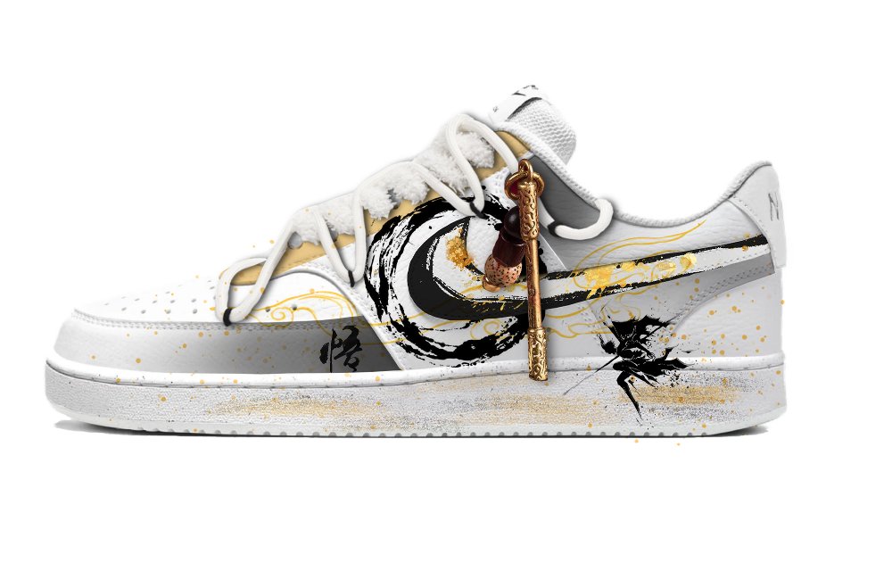 Nike Court Vision 1 Anti-Slip Wear-Resistant Low-Top Skateboard Shoes Men's Black Gold