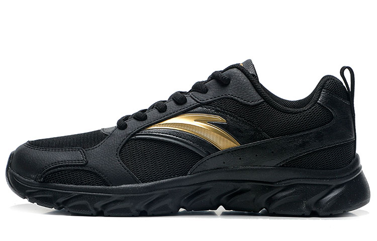 Anta Slip Resistant, Abrasion Resistant, Breathable Low Top Running Shoes Men's Black Gray Gold