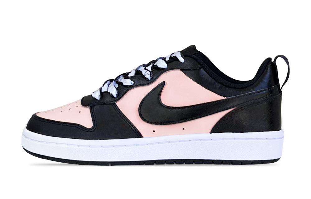 Nike Court Borough 2 Peach Soda Low-Top Skateboard Shoes GS Black Pink