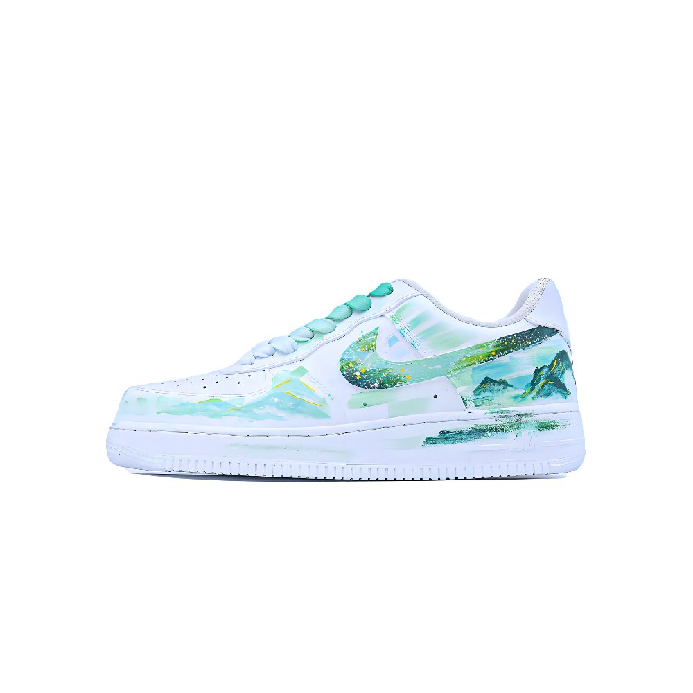 Nike Air Force 1 Singularity, Thousand Miles Scenery Abrasion Resistant Low Top Skateboard Shoes Unisex Turquoise
