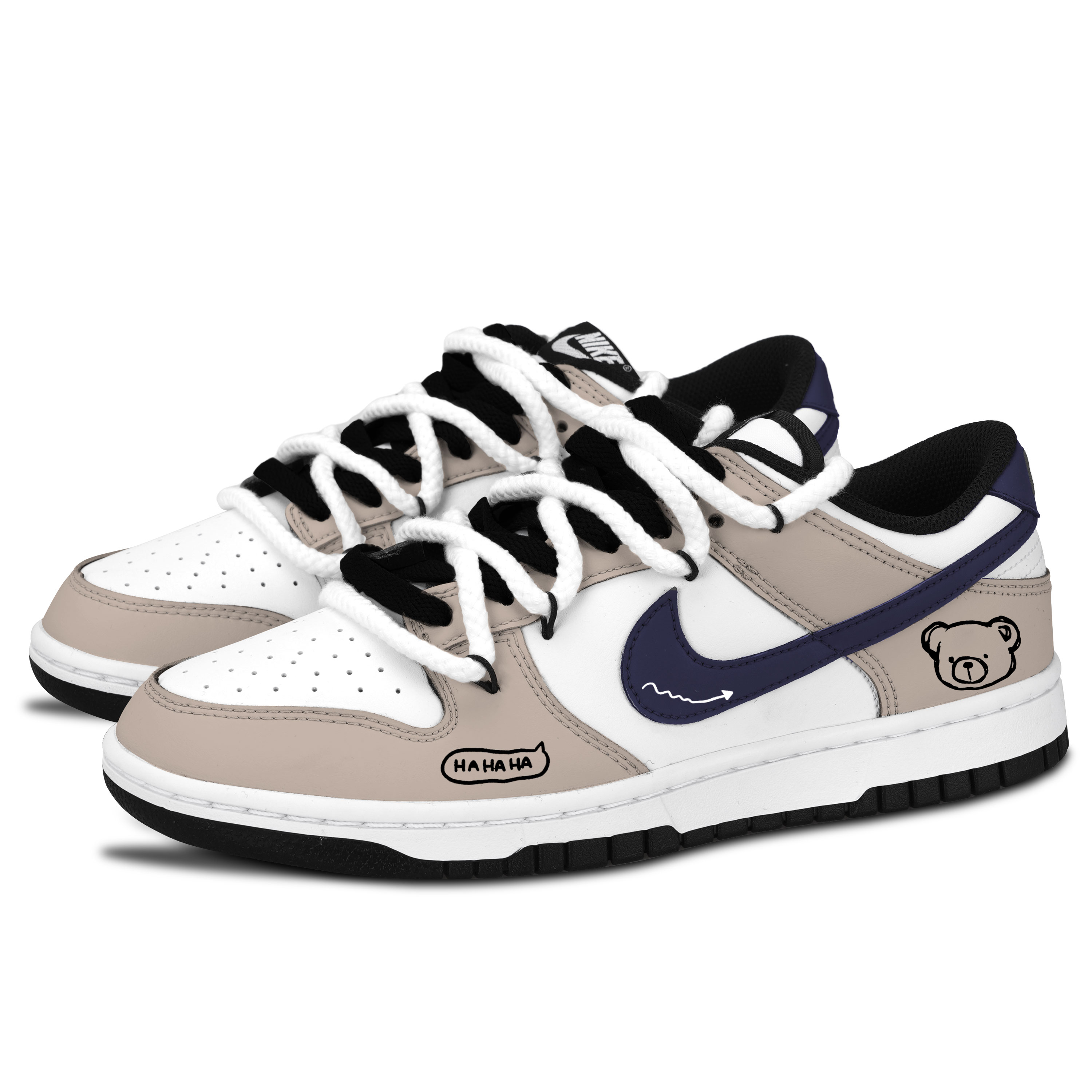 Nike Dunk Black White, Brown Tone Bear Fun Slip Resistant Abrasion Resistant Low top Skateboard Shoes Unisex купить в интернет-магазине Yoocart с быстрой доставкой по России.