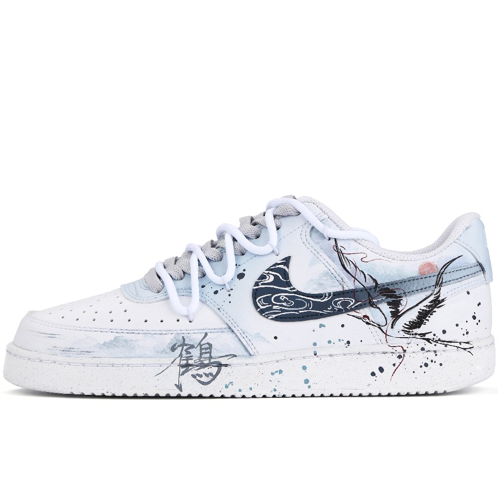 Nike Court Vision 1 Ink Elegance Low Top Skateboard Shoes Men's Blue White