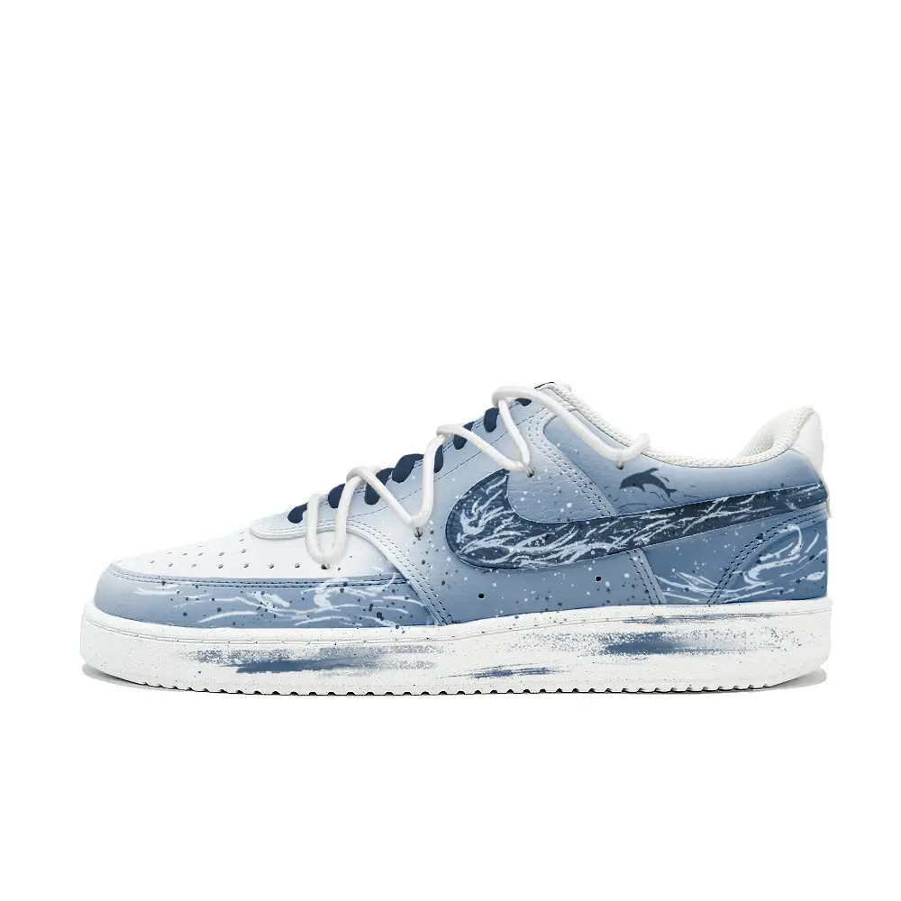 Nike Court Vision 1 Tide Spirit Tide Cushioning, Wear Resistant Low top Skateboard Shoes Men's Blue