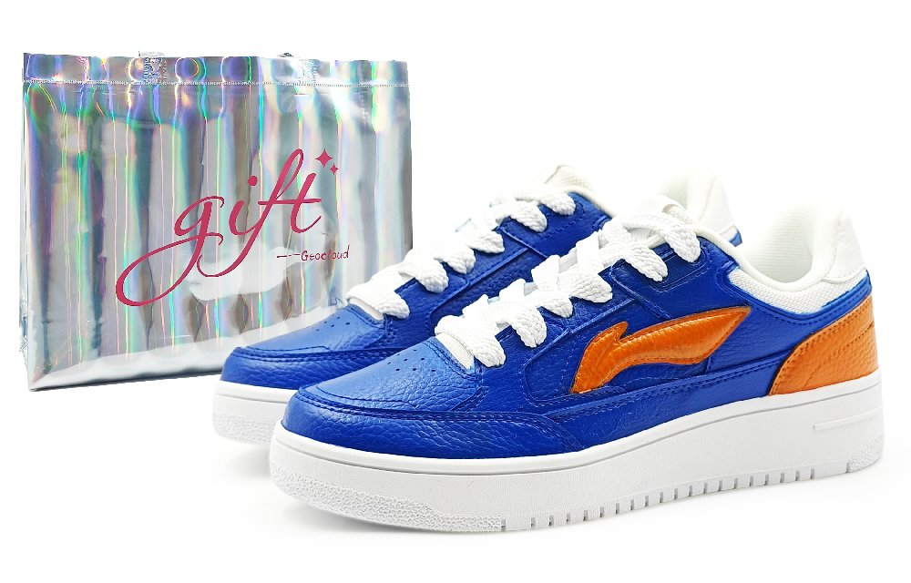 LiNing Tianji Anti Slip And Wear Resistant Height Increasing Low Top Skateboard Shoes Women's Blue Orange