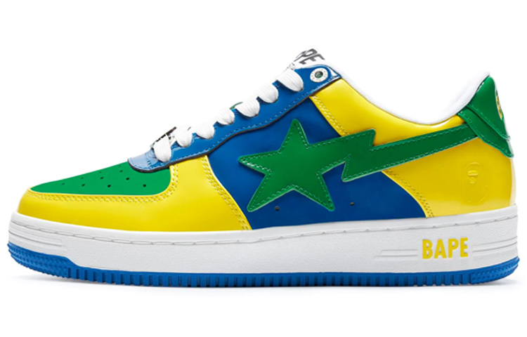 A BATHING APE STA Stylish Skateboarding Shoes Men's Green Yellow Blue