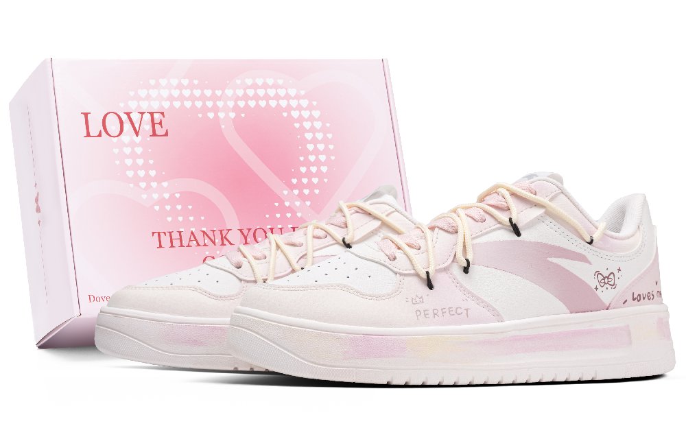 Anta Wear resistant And Lightweight Low Top Skateboard Shoes Women's White Pink