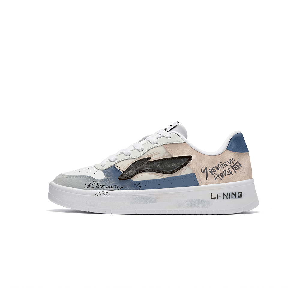 LiNing Pontoon Boats Slip Resistant Cushioning Lightweight Low Top Skateboard Shoes Women's Blue Black Khaki