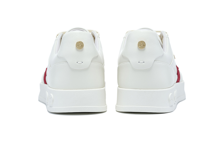 LI NING 1990 001 Anti Slip Wear Resistant Low Top Skateboard Shoes Men's White Red