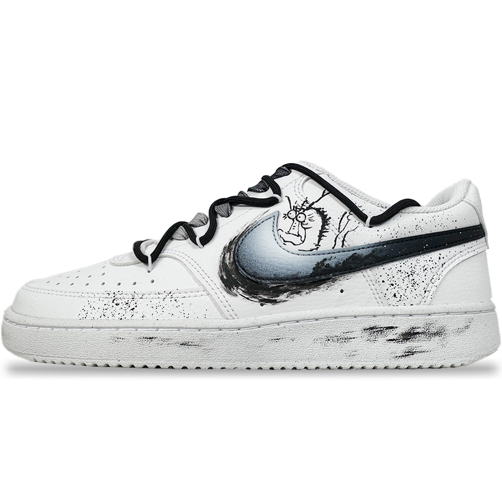 Nike Court Vision Skateboard Shoes Men Low-Top Black White