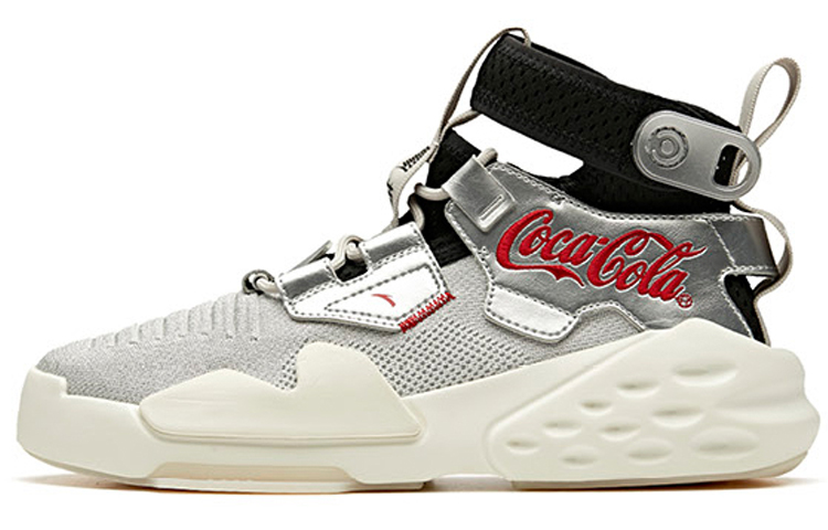 Anta Bastard Coca Cola Zero Collaboration Non slip Lightweight High Top Casual Shoes Men's Silver Black