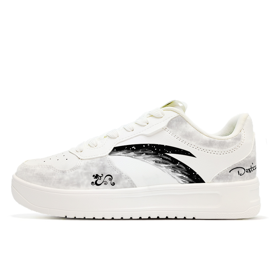 Anta Slip-Resistant Cushioning Wear-Resistant Low-Top Skateboard Shoes Men's White Black