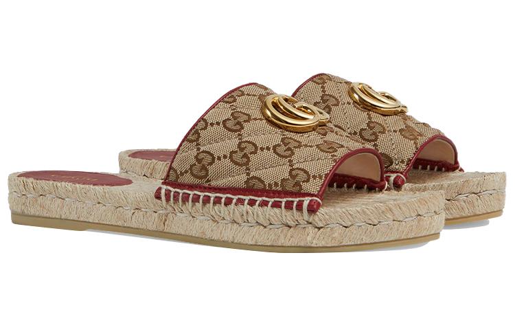 GUCCI GG Matelassé Canvas Sandals Women's