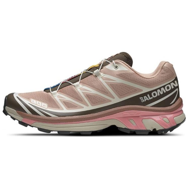 SALOMON XT 6 Shock Absorbers Low Top Casual Running Shoes Unisex Pink Brown