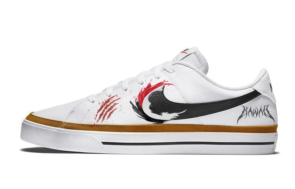 Nike Court Legacy Battle Night Wear resistant And Lightweight Low top Skateboard Shoes Unisex White Black