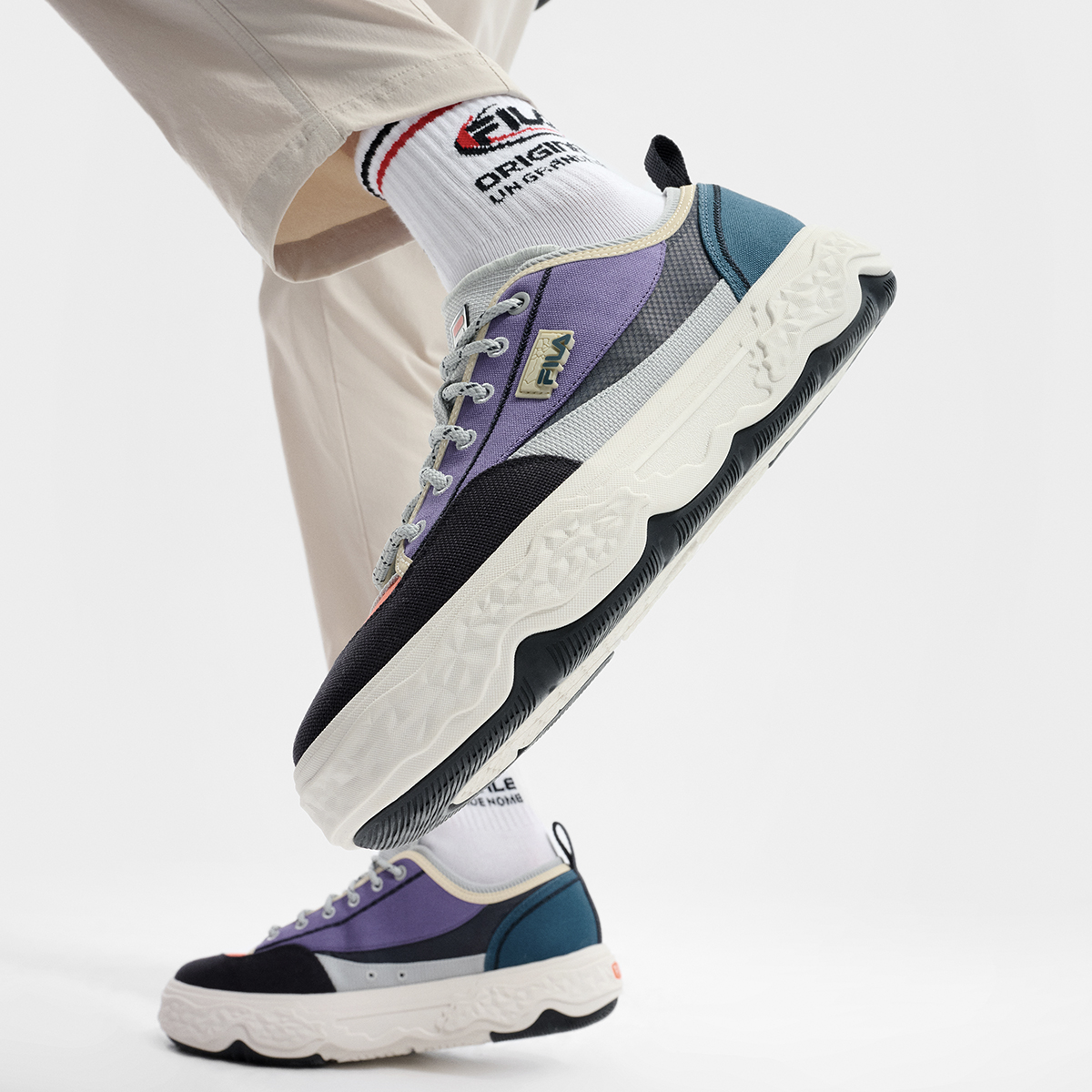 FILA MODERNO Slip Resistant Low Top Canvas Shoes Men's Blue Purple