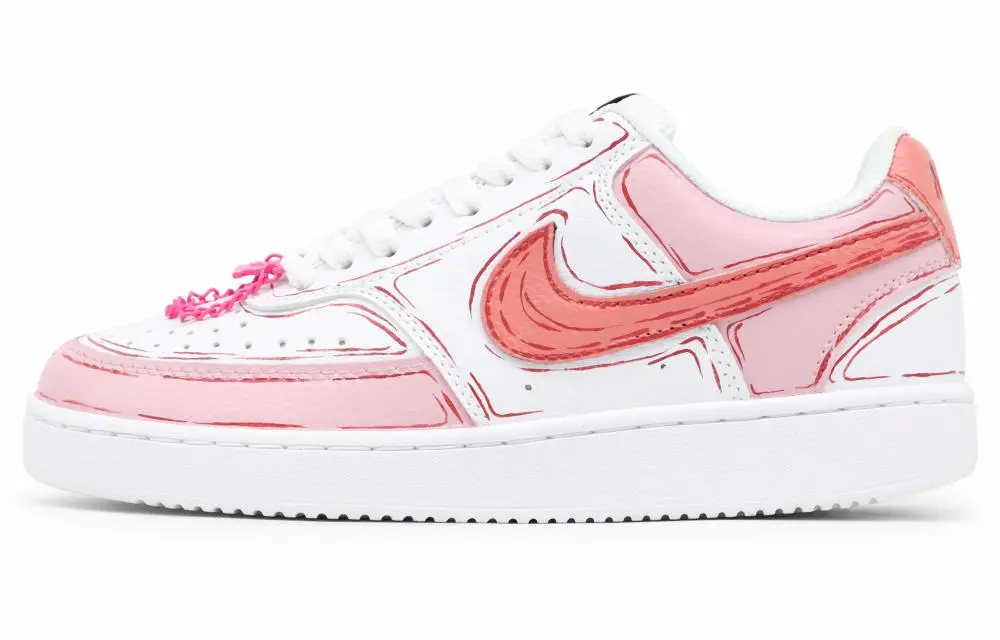 Nike Court Vision 1 Cushioning, Wear Resistant Low top Skateboard Shoes Unisex Pink White