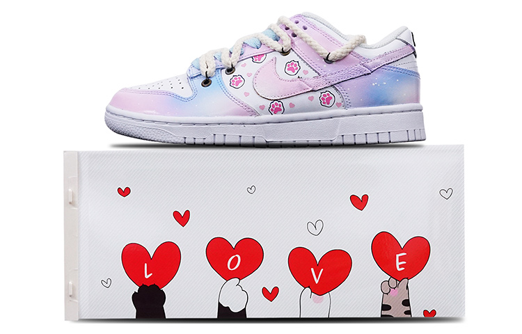 Nike Dunk 'Animal Print' Vibe Anti-Slip Wear-Resistant Low-Top Skateboard Shoes Women's Blue Pink Gradient