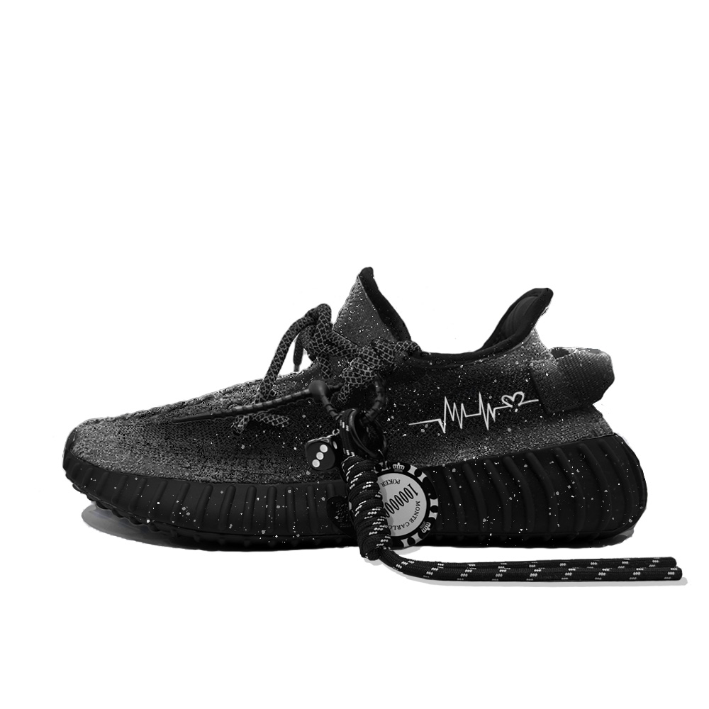 Adidas Originals Yeezy Boost 350 V2 Heartfelt Moment Abrasion Resistant Low Top Casual Shoes Unisex Black