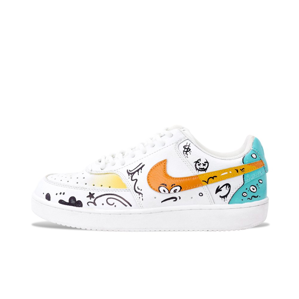 Nike Court Vision 1 Skateboard Shoes Men's Low top Black/Orange/Blue