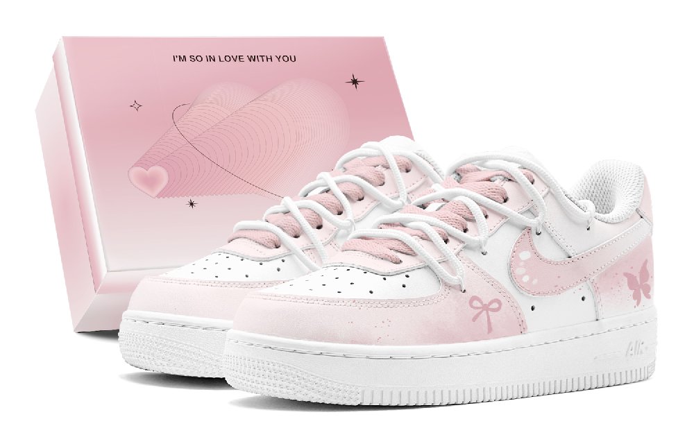 Nike Air Force 1 Cherry Blossom Butterfly Dancing Low Top Skateboard Shoes Women's Pink