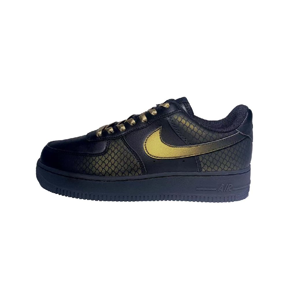 Nike Air Force 1 Coverage Slip Resistant Cushioning Low Top Skateboard Shoes Unisex Black