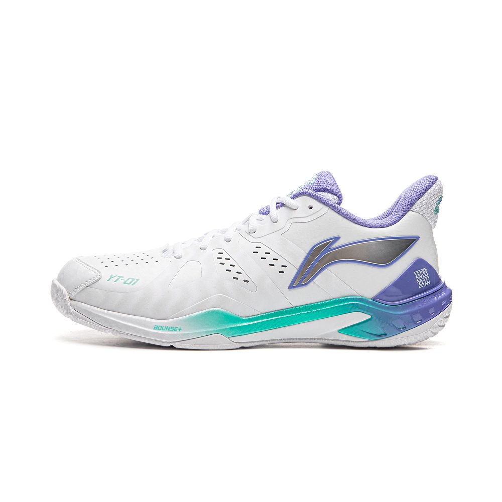LiNing Anti-Slip Wear-Resistant Breathable Lightweight Low-Top Badminton Shoes Unisex White Purple