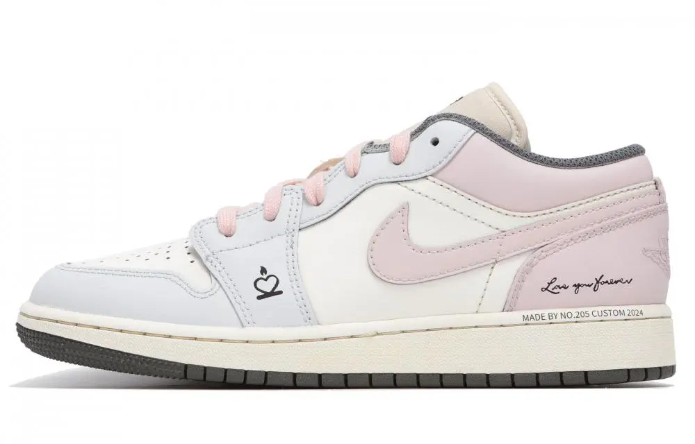 Jordan Air Jordan 1 Abrasion Resistant Low top Vintage Basketball Shoes Unisex Pink Blue