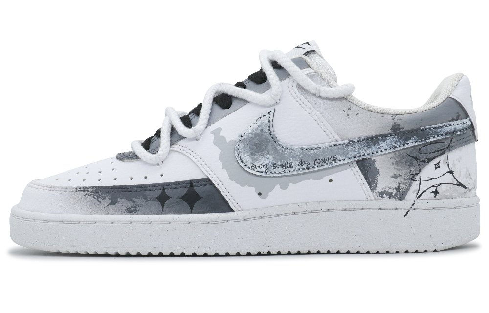 Nike Court Vision 1 Anti-Slip Wear-Resistant Low-Top Skateboard Shoes Men's Gray White