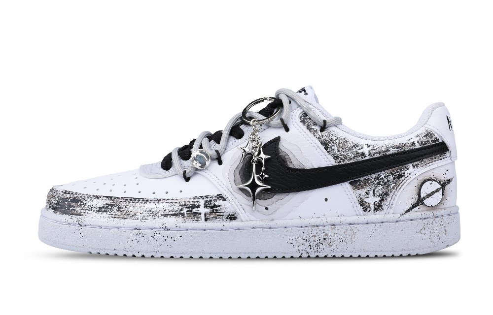 Nike Court Vision 1 Low Top Skateboard Shoes Men's Black White