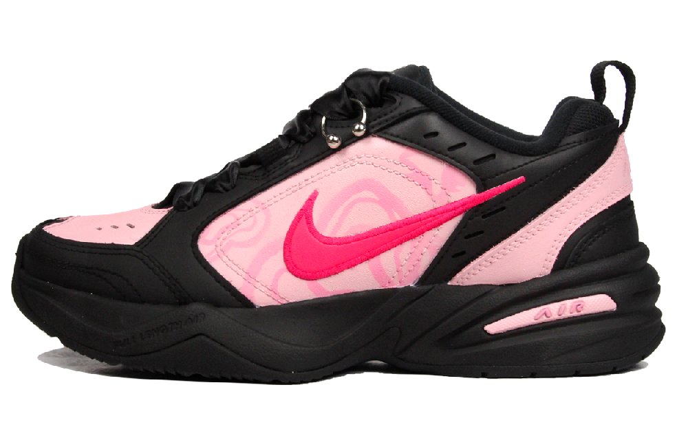 Nike Air Monarch 4 Anti-Slip Wear-Resistant Low-Top Chunky Sneakers Unisex Black Pink