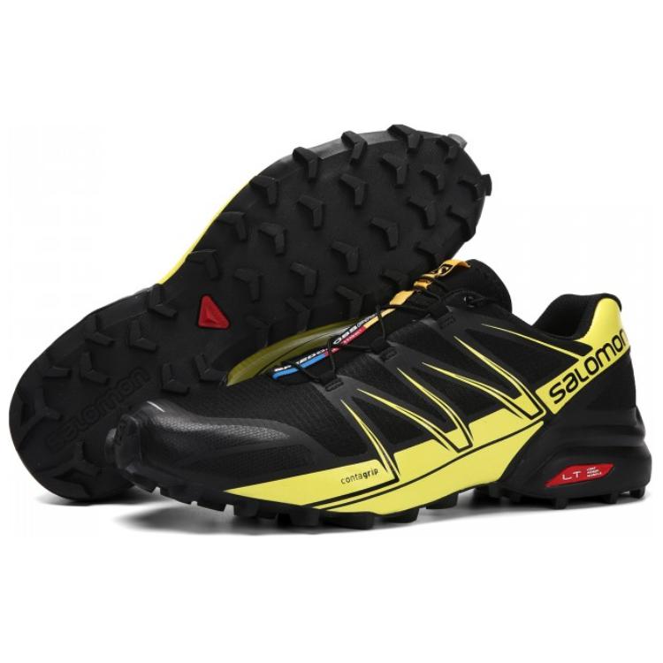 SALOMON SPEEDCROSS PRO Slip Resistant, Abrasion Resistant, Lightweight Low Top Hiking Shoes Men's Black Yellow