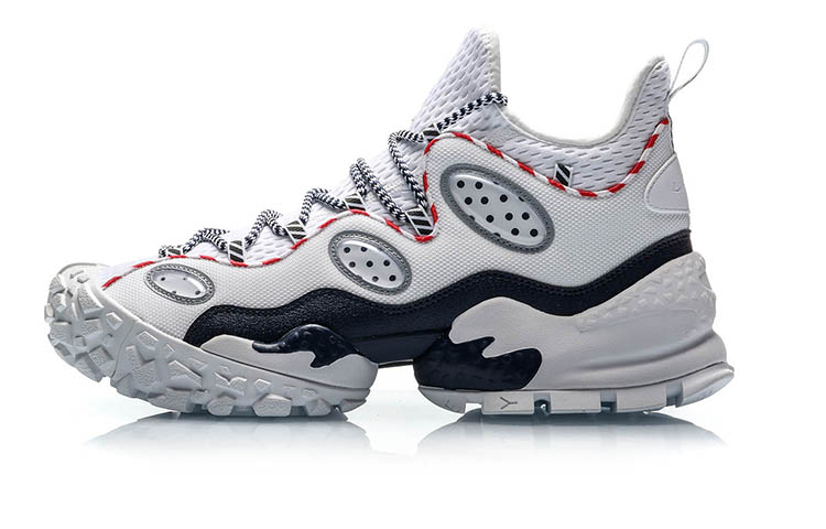 LiNing CF Countflow Monster Eye Mid Durable Breathable Mid-Top Vintage Basketball Shoes Men's White Red