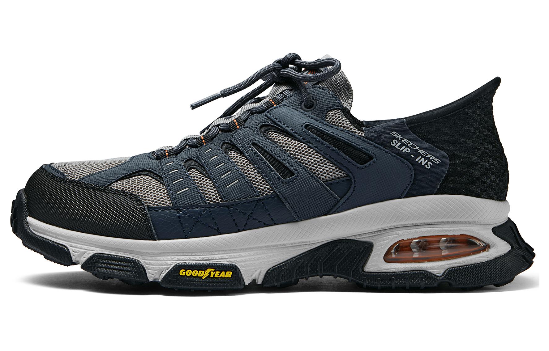 Skechers Breathable Lightweight Low-Top Trail Running Running Shoes Men's Black Blue
