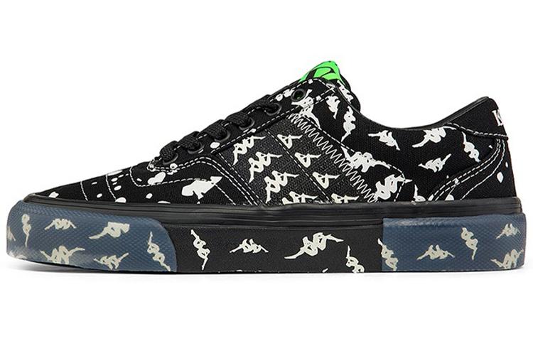 Kappa Low-Top Skateboard Shoes Unisex Black White Green