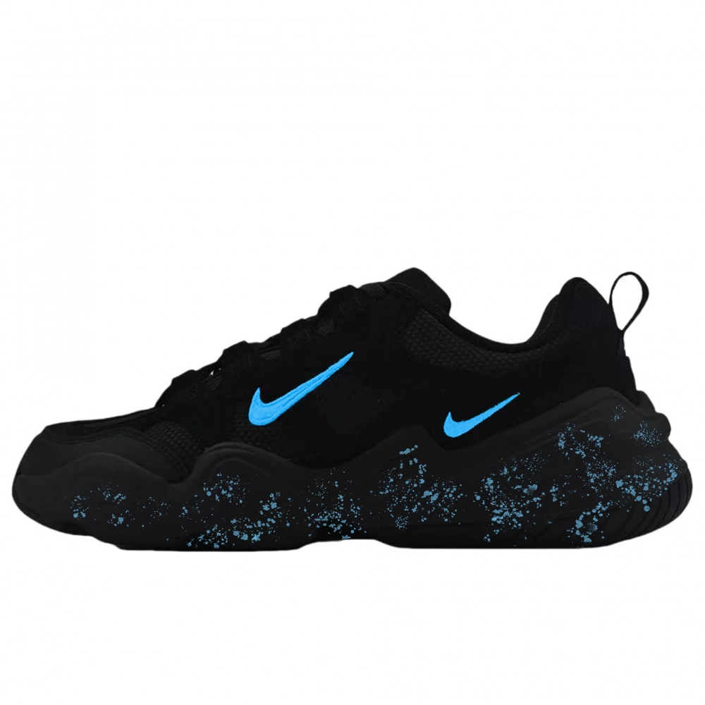 Nike Tech Hera Blue Hook Ink Splatter Breathable And Lightweight Low top Casual Shoes Unisex Black Blue