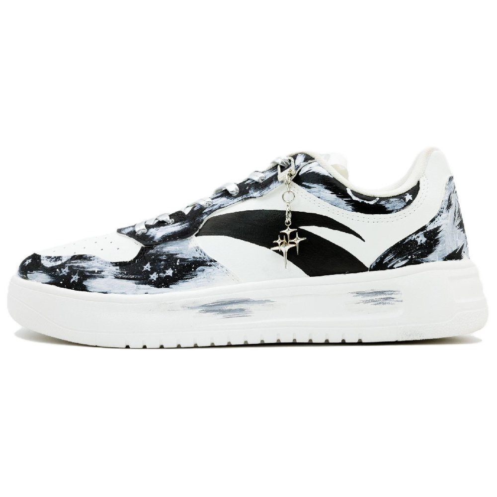 Anta Relaxed Cushioning, Wear Resistant Low Top Skateboard Shoes Men's Black White