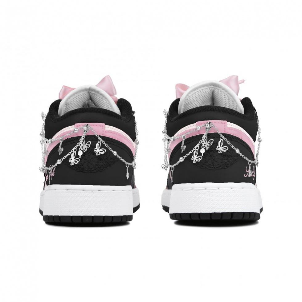 Jordan Air Jordan 1 Low Heart-Fluttering Wear-Resistant Low-Top Vintage Basketball Shoes GS Black Pink купить в интернет-магазине Yoocart с быстрой доставкой по России.