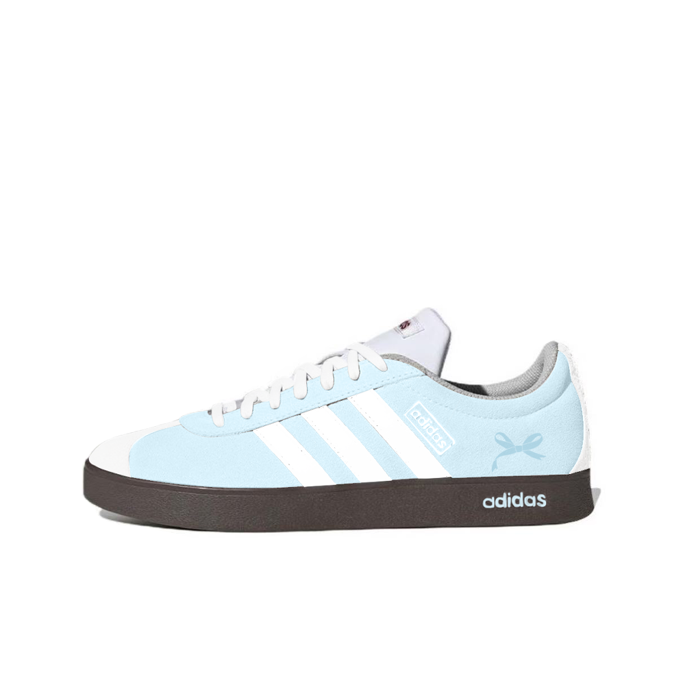 Adidas VL COURT 2.0 Abrasion Resistant Low Top Skateboard Shoes Unisex Light Blue