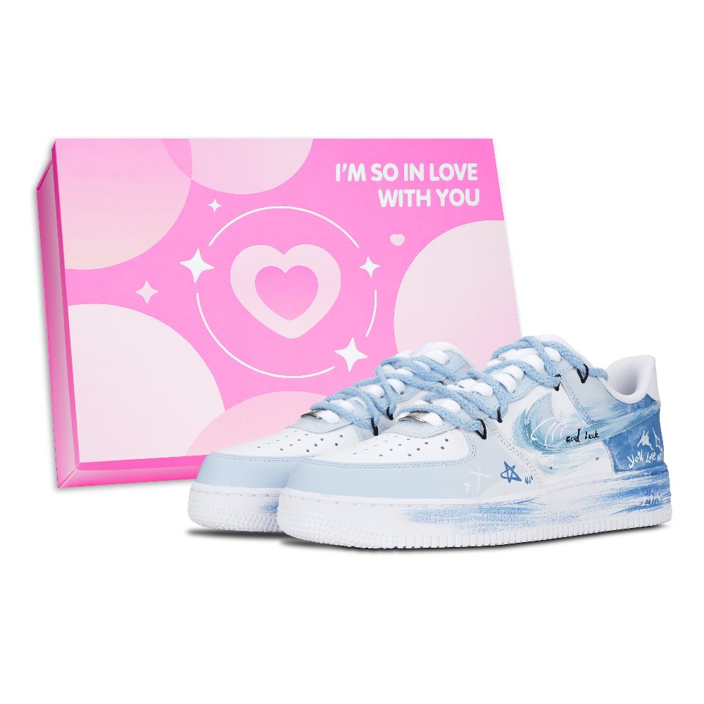 Nike Air Force 1 Flowing Creek Abrasion Resistant Low Top Skateboard Shoes Unisex Sky Blue
