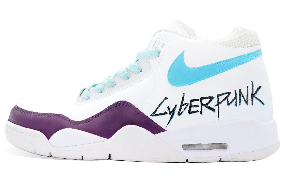 Nike Flight Legacy Non-slip Lightweight Mid-Top Vintage Basketball Shoes Unisex Purple White Blue