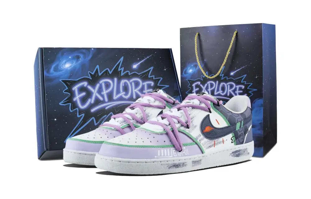 Nike Court Vision 1 Evangelion 01 Abrasion Resistant Low top Skateboard Shoes Unisex White Purple