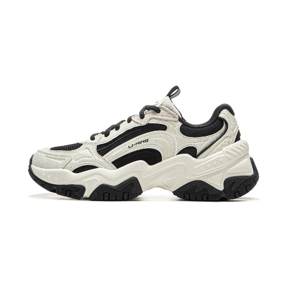 LiNing Brown Sugar V2 Cushioned Wear-Resistant Height Increasing Low-Top Casual Shoes Women's Black White