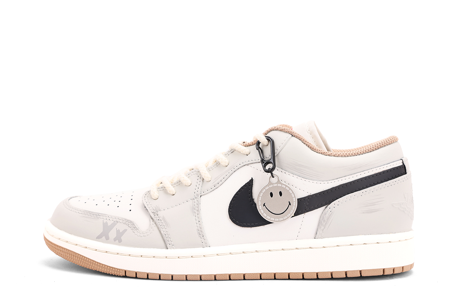 Jordan Air Jordan 1 Abrasion Resistant Coverage Low top Vintage Basketball Shoes Unisex White Gray
