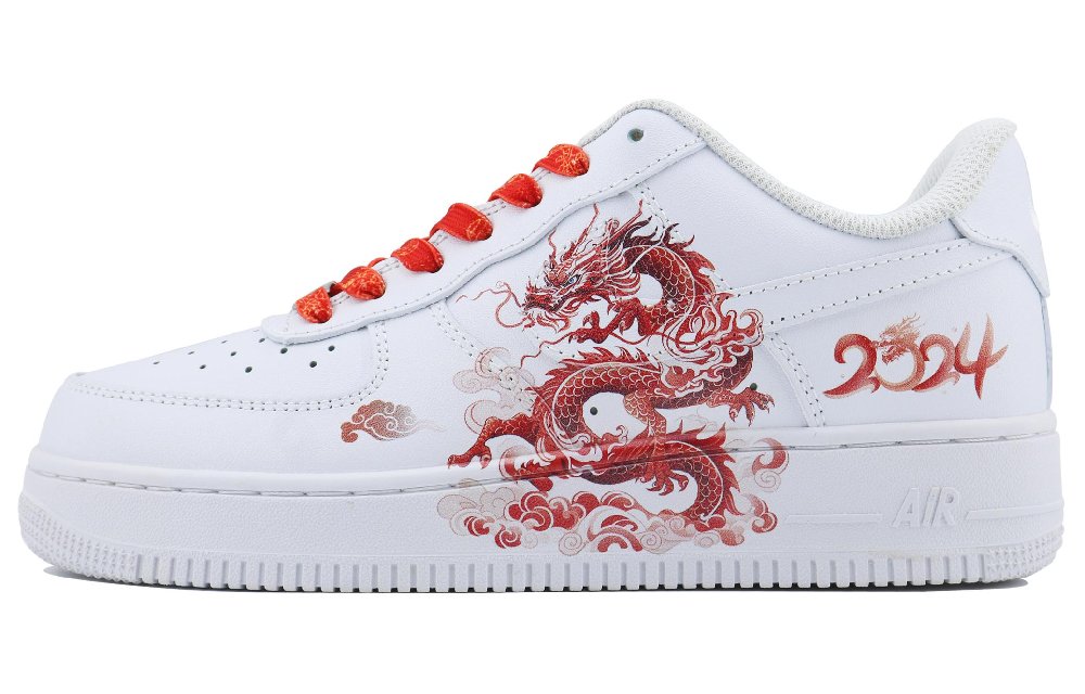 Nike Air Force 1 Auspicious Dragon And Phoenix SDS Low Top Skateboard Shoes Women's Red White