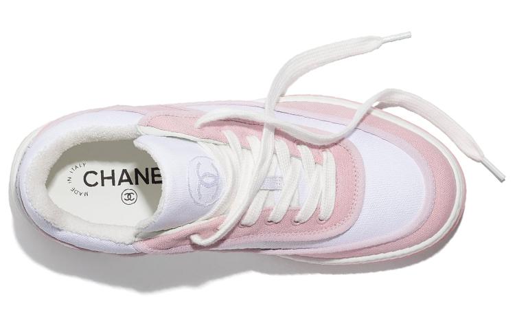 CHANEL Low Top Stylish Skateboarding Shoes Women's Pink White