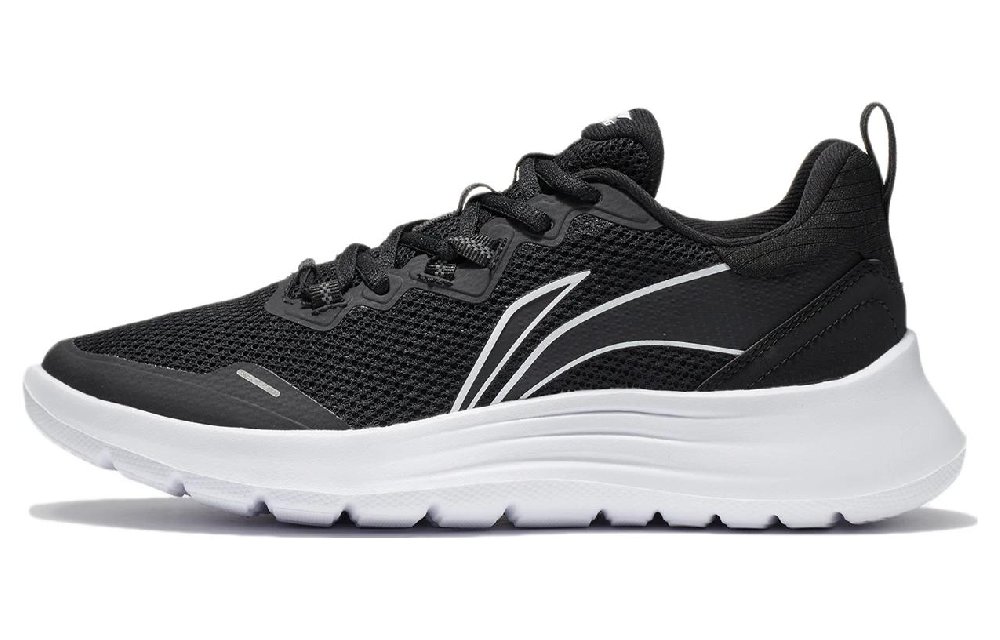 LiNing Anti Slip And Wear Resistant Breathable Low Top Casual Running Shoes Women's Black White