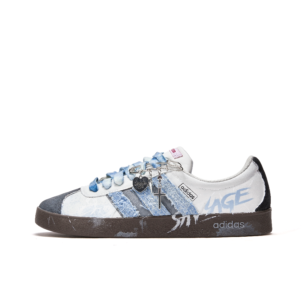 Adidas Neo VL Court 2.0 Free Panda No Man's Land Slip-Resistant Breathable Low-Top Skateboard Shoes Unisex Blue White