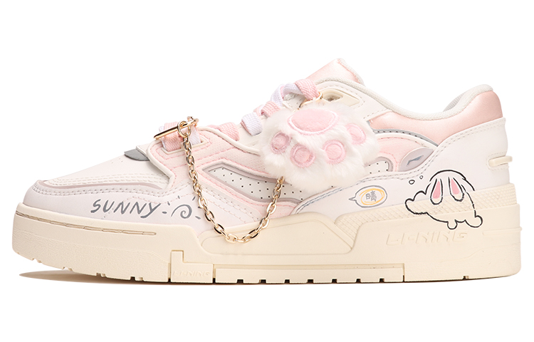 LiNing Low-Top Skateboard Shoes Women's Pink White