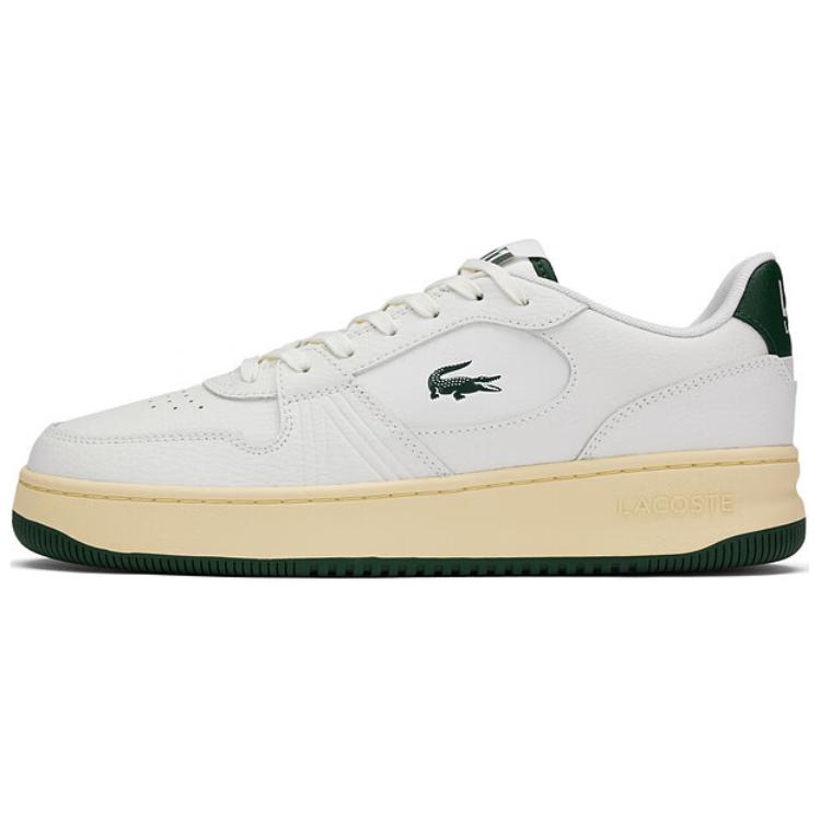 LACOSTE Anti-Slip Wear-Resistant Low-Top Skateboard Shoes Men's Off-White/dark Green
